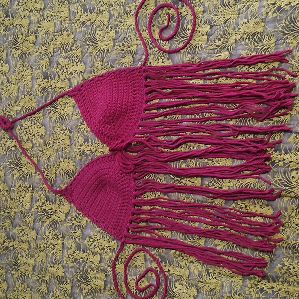 Crochet Festival Bra Top, size small, Etsy